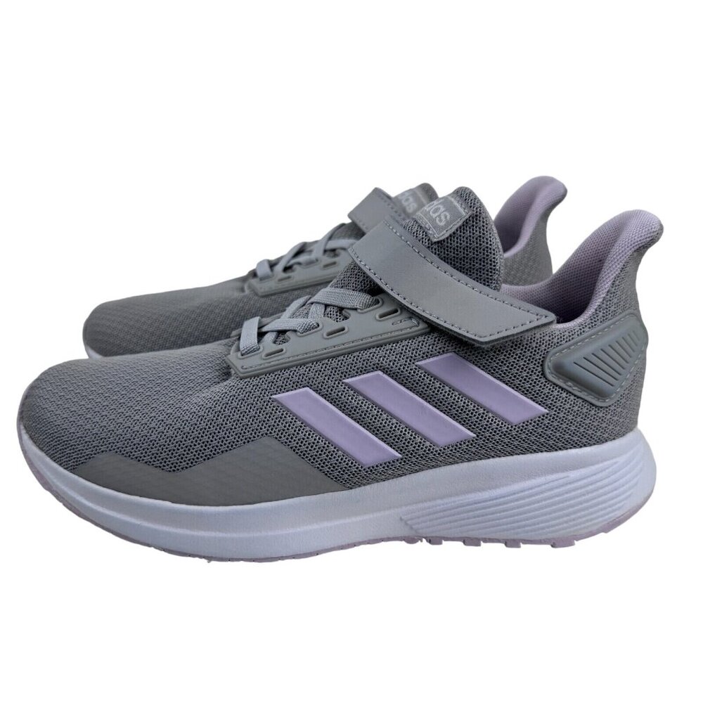 Adidas Cloudfoam Adiwear Sneaker Womens Size 2 Gray Pink White Hook Loop Closure - Picture 1 of 12
